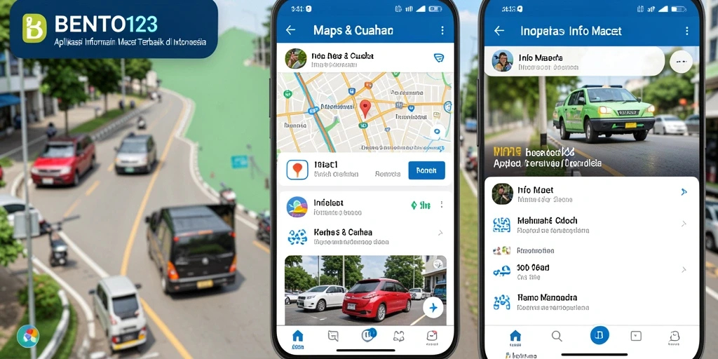 Antarmuka aplikasi BENTO123 menampilkan informasi kemacetan secara jelas.