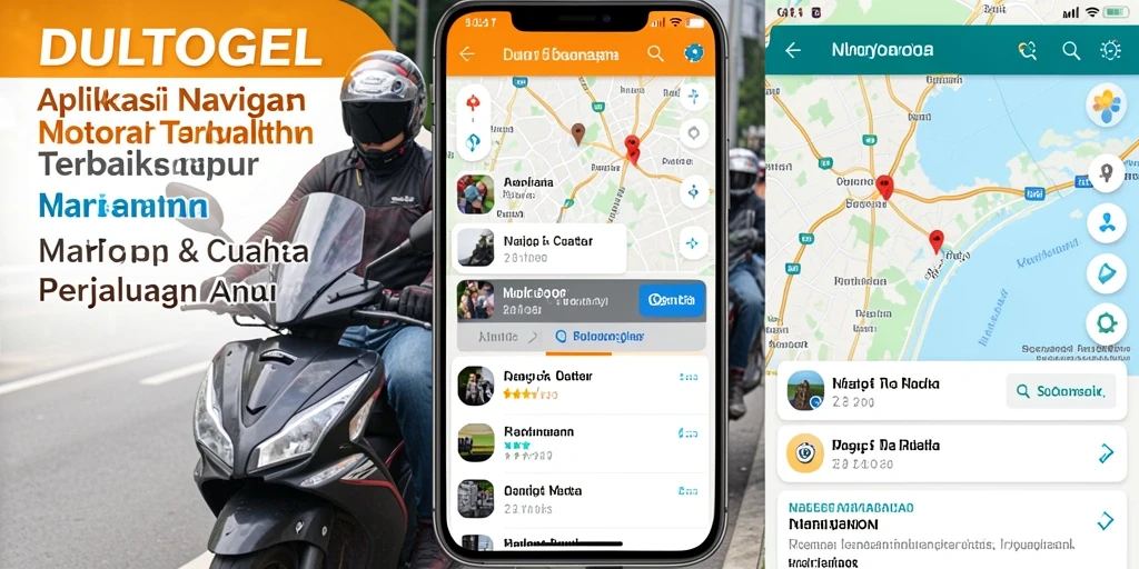 Antarmuka aplikasi DULTOGEL untuk navigasi motor yang informatif.
