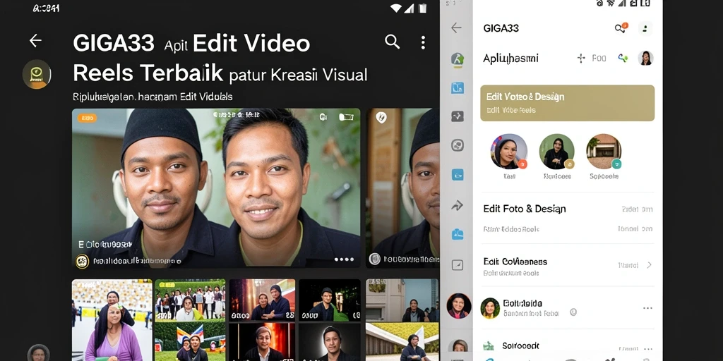 Antarmuka pengguna intuitif aplikasi GIGA33 untuk Edit Video Reels.