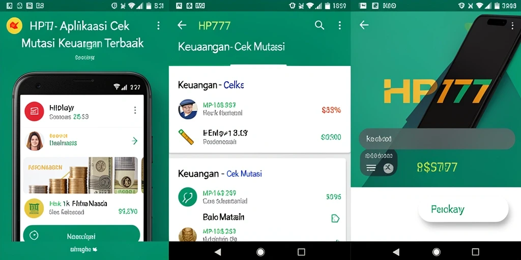 Antarmuka sederhana HP777 yang menampilkan mutasi transaksi.