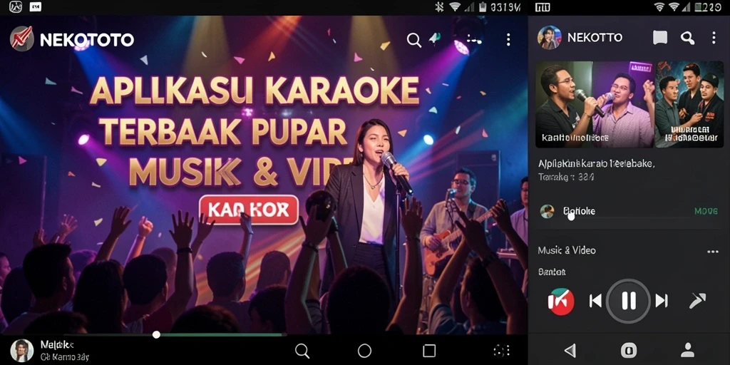 Tampilan antarmuka aplikasi NEKOTOTO dengan fitur karaoke yang menarik.