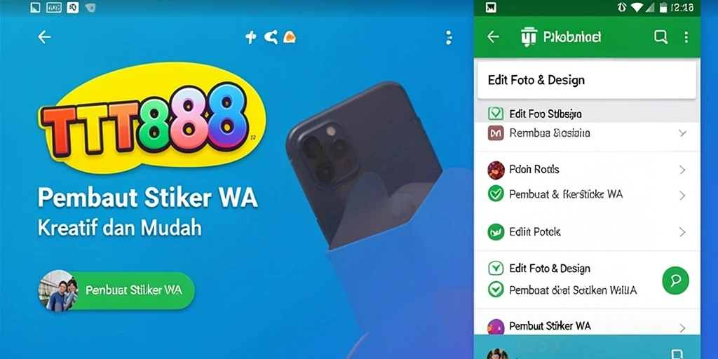 Antarmuka menarik dari TTT888 dengan fitur pembuat stiker.