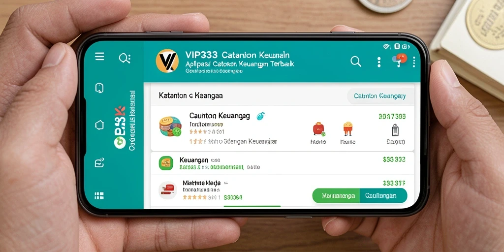 Antarmuka aplikasi VIP333 untuk Catatan Keuangan yang user-friendly.